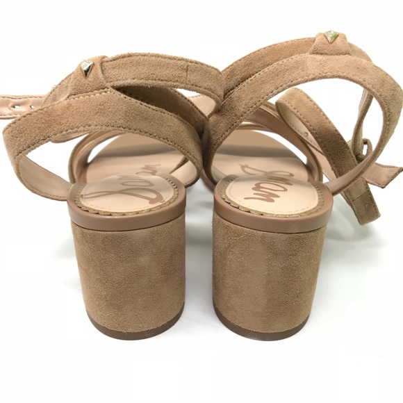 Sam Edelman Sammy Block Heel Sandals Camel Suede - Picture 6 of 8